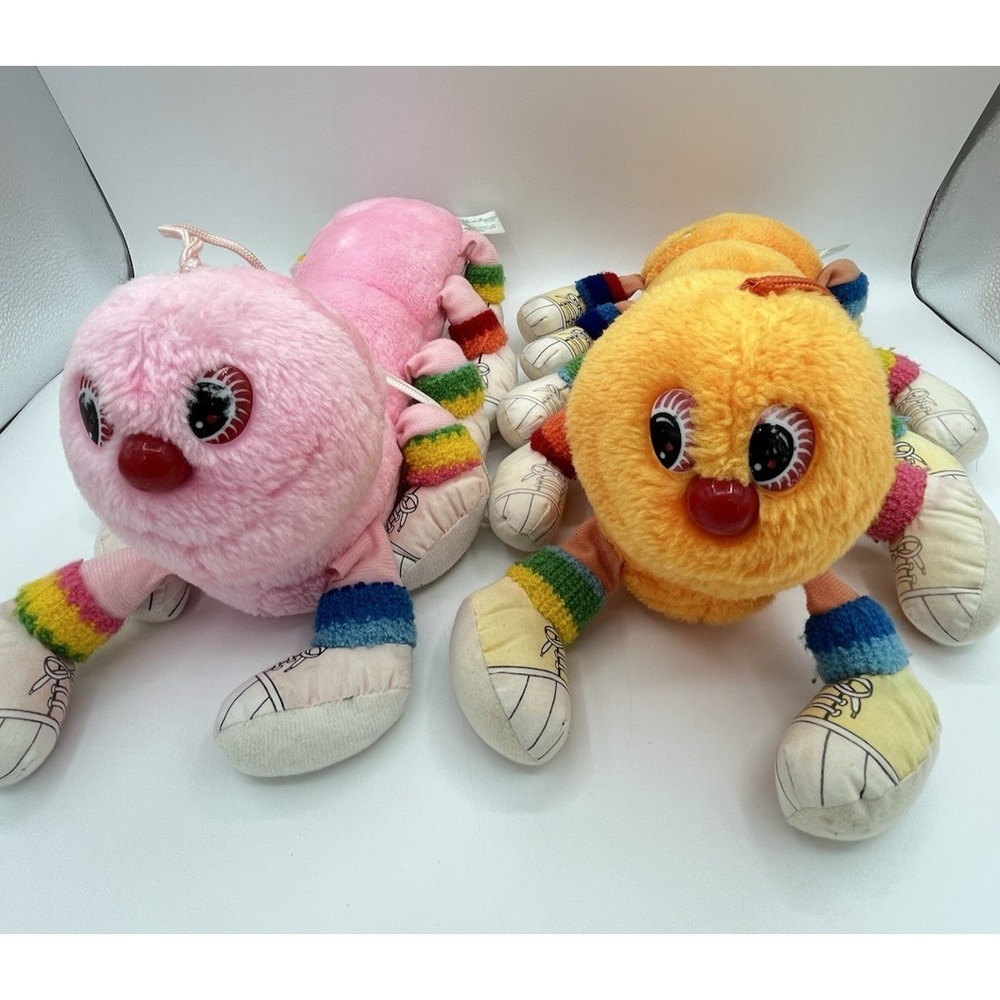 Vtge 1984 Lots-a-lots-a-leggggggs Pink & Orange Caterpillar 13" 10 Legs Plush